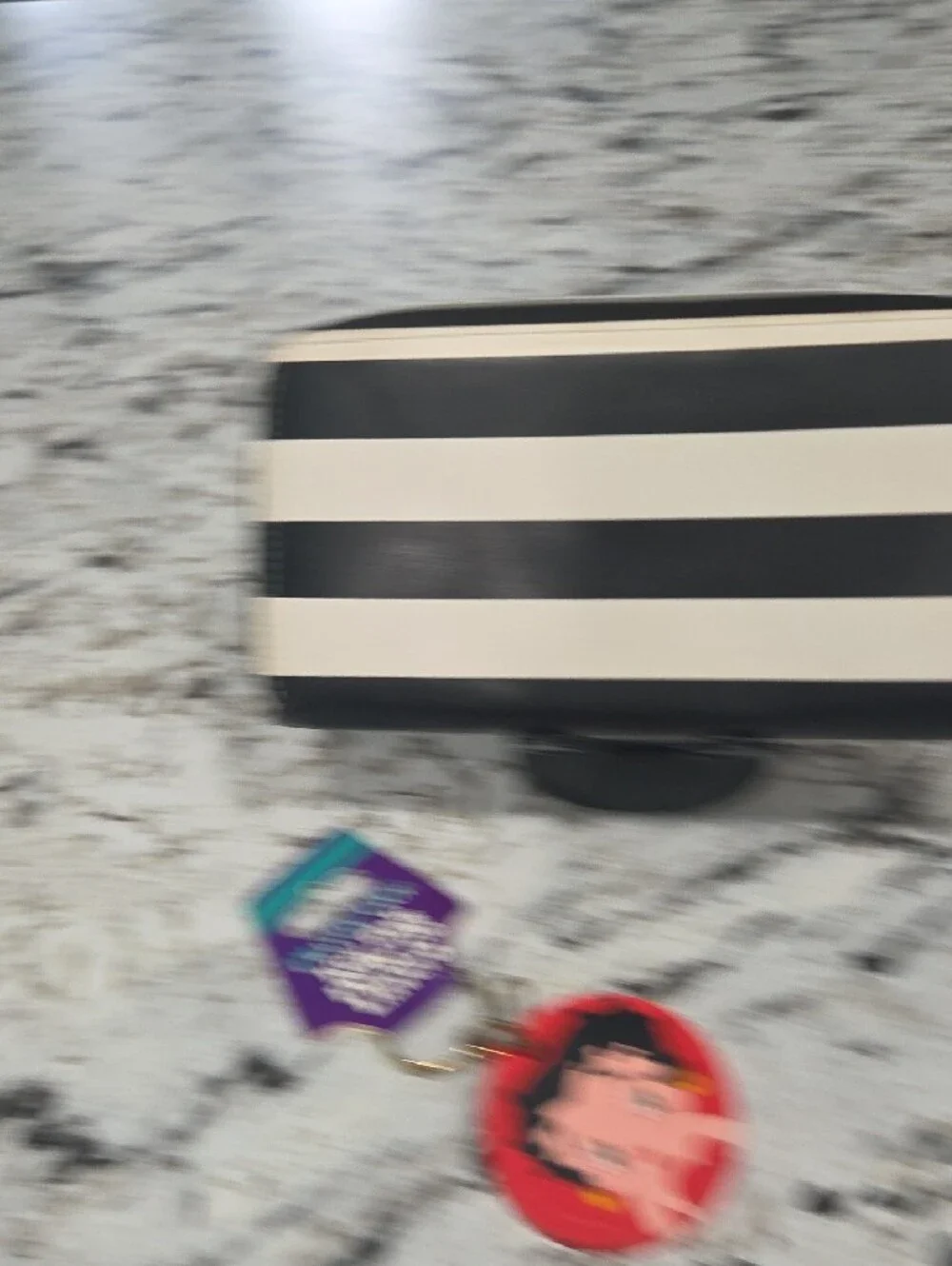 Betty Boop Red Wallet with Black & White Stripe Accents and Matching Keychain